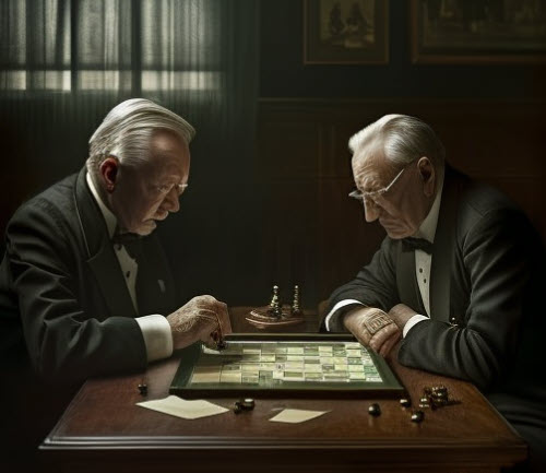 två män backgammon